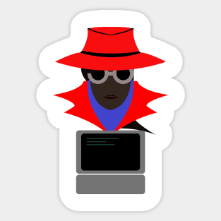 Lady Red (Afro W/Computer): A Cybersecurity Design Sticker